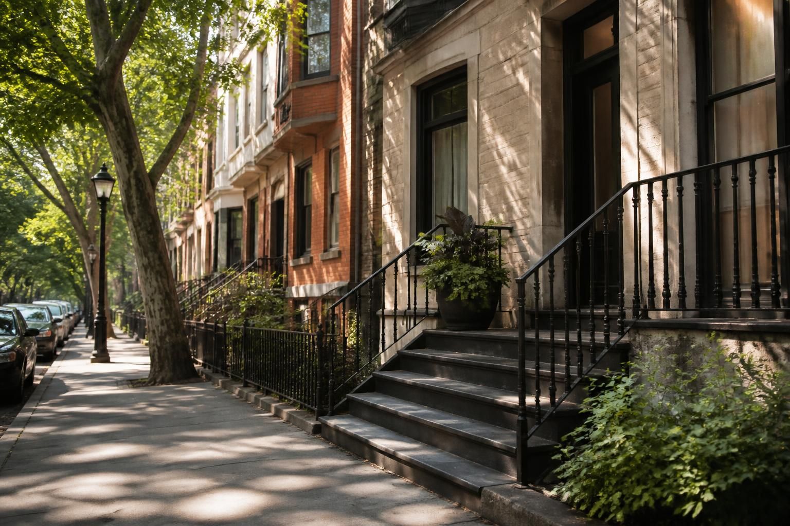 Historic city neighborhood streetscape in St. Paul.